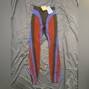 Mugler Red and Blue Striped Leggings